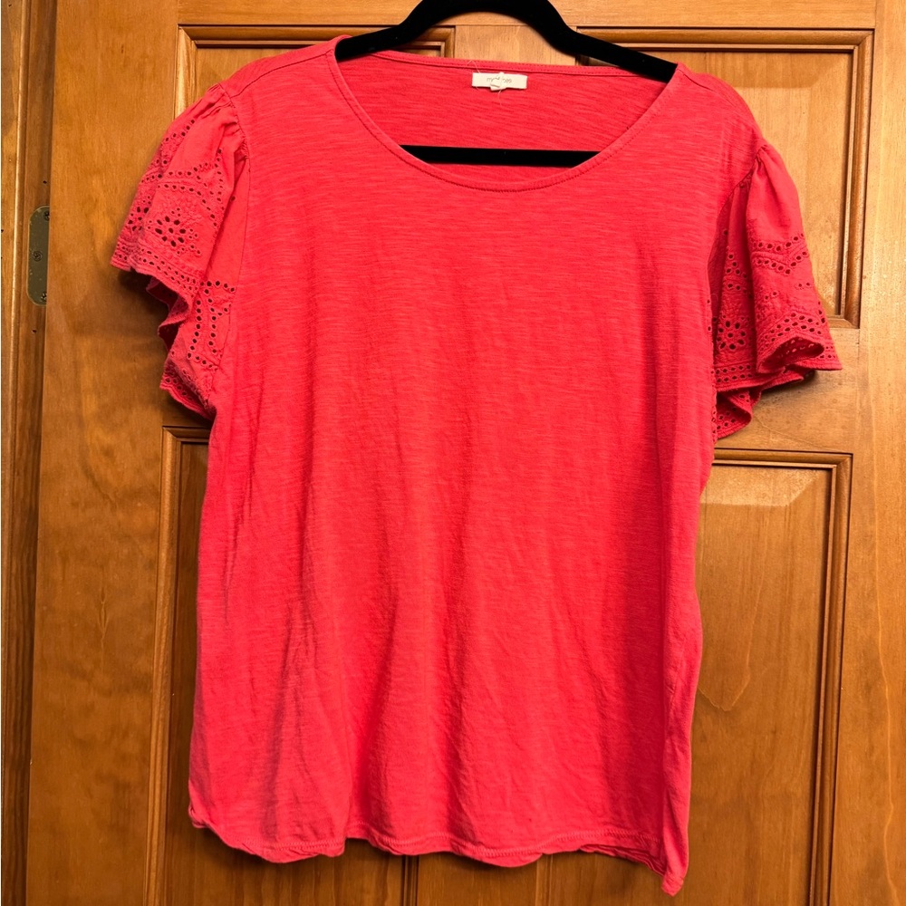 Maurice’s Eyelet Flutter Sleeve Top, Coral